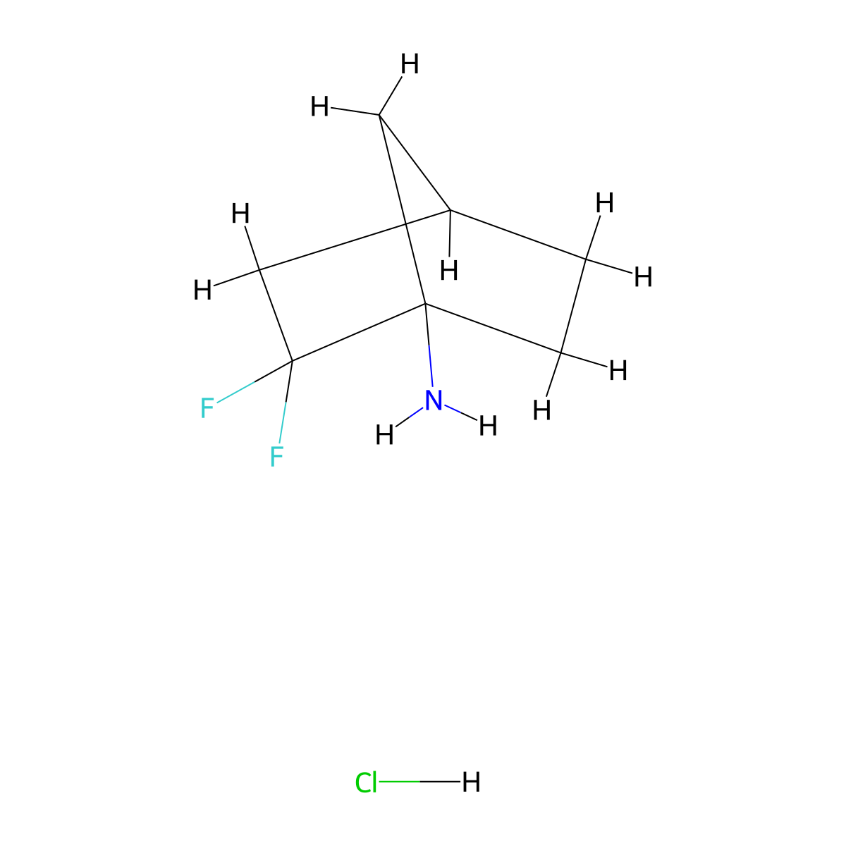 2,2-Difluorobicyclo[2.2.1]heptan-1-amine hydrochloride molecular structure, CAS 2901095-90-5