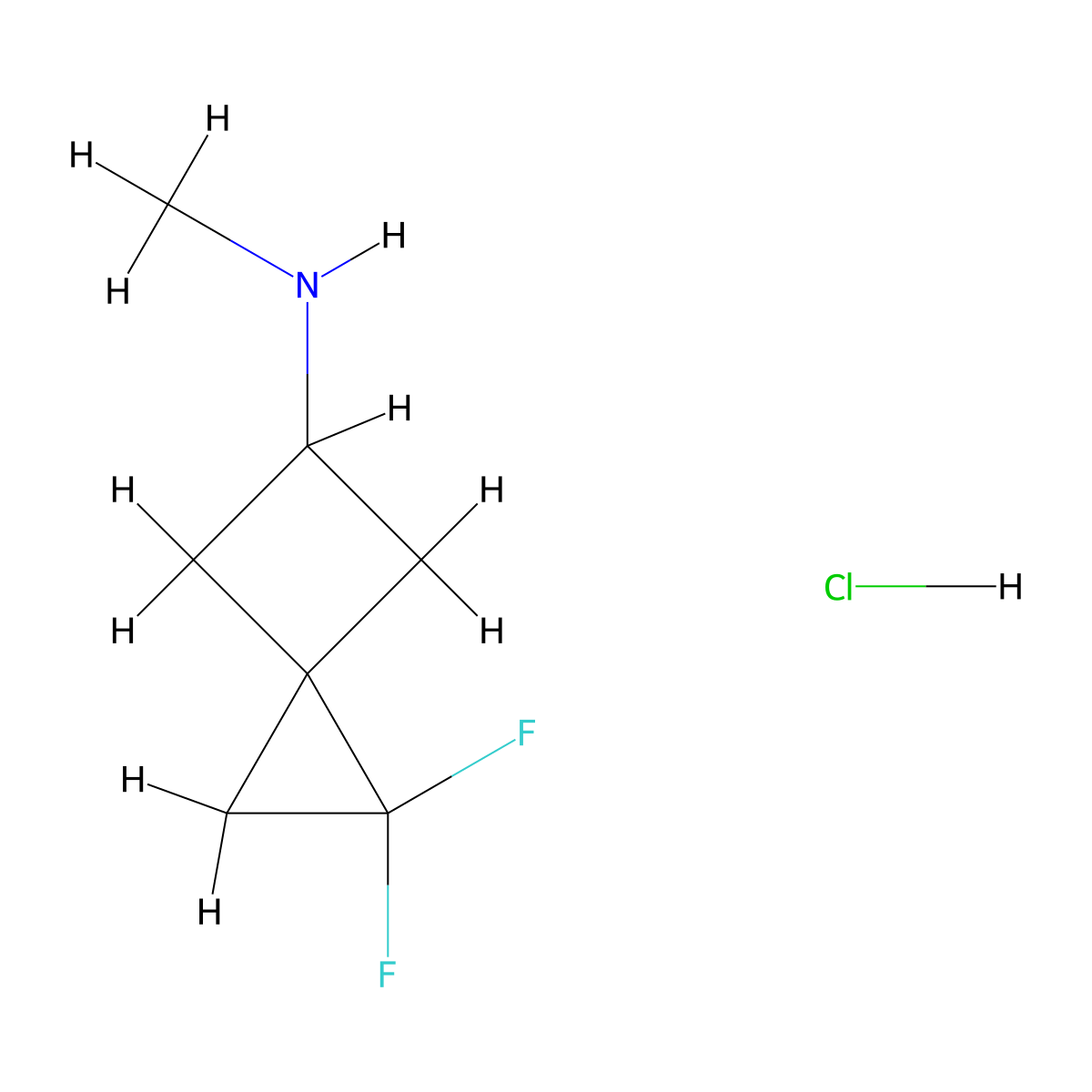 1,1-difluoro-N-methylspiro[2.3]hexan-5-amine hydrochloride, Mixture of diastereomers molecular structure, CAS 2901095-93-8