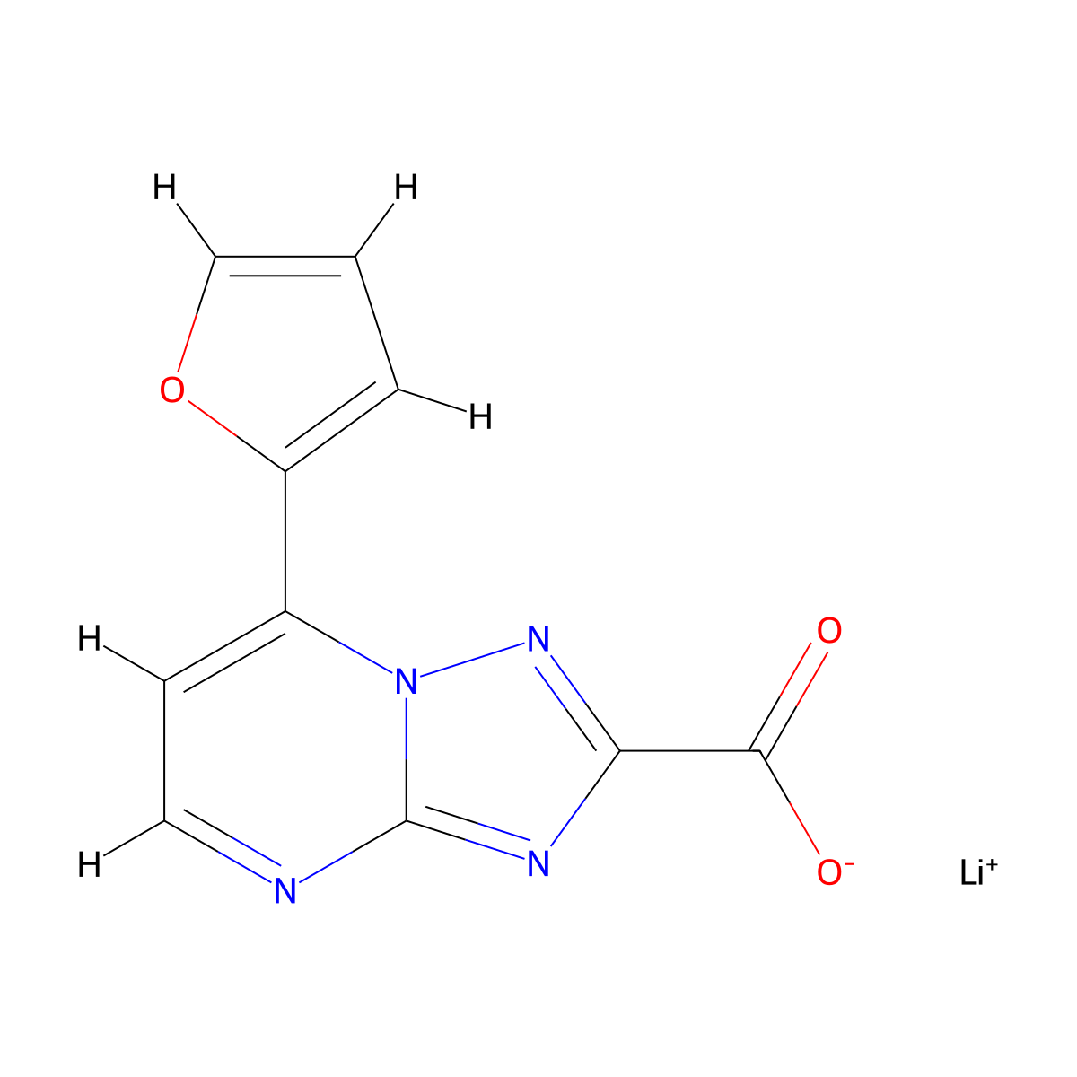 Lithium(1+) 7-(furan-2-yl)-[1,2,4]triazolo[1,5-a]pyrimidine-2-carboxylate molecular structure, CAS 2901095-94-9