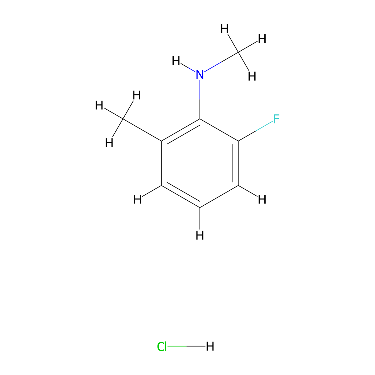 2-fluoro-N,6-dimethylaniline hydrochloride molecular structure, CAS 2901096-04-4