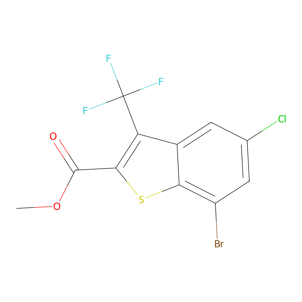 Methyl 7-bromo-5-chloro-3-(trifluoromethyl)benZo[b]thiophene-2-carboxylate molecular structure, CAS 2901096-08-8