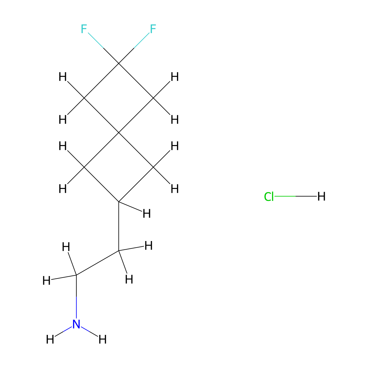 2-{6,6-Difluorospiro[3.3]heptan-2-yl}ethan-1-amine hydrochloride molecular structure, CAS 2901096-11-3