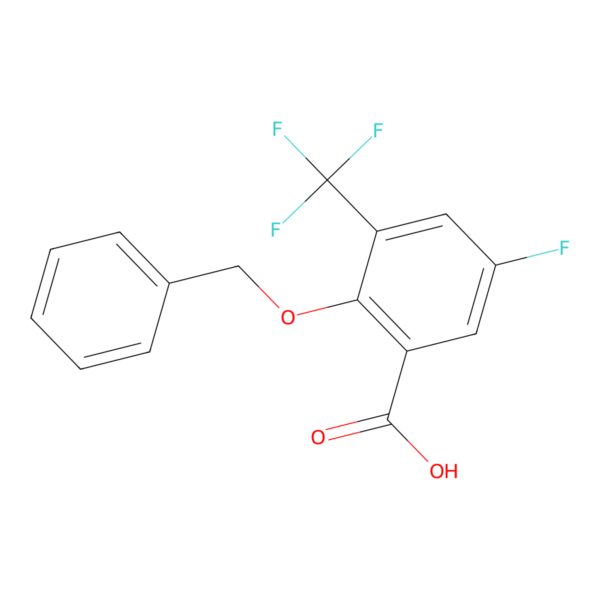 2-(Benzyloxy)-5-fluoro-3-(trifluoromethyl)benzoic acid molecular structure, CAS 2901096-17-9