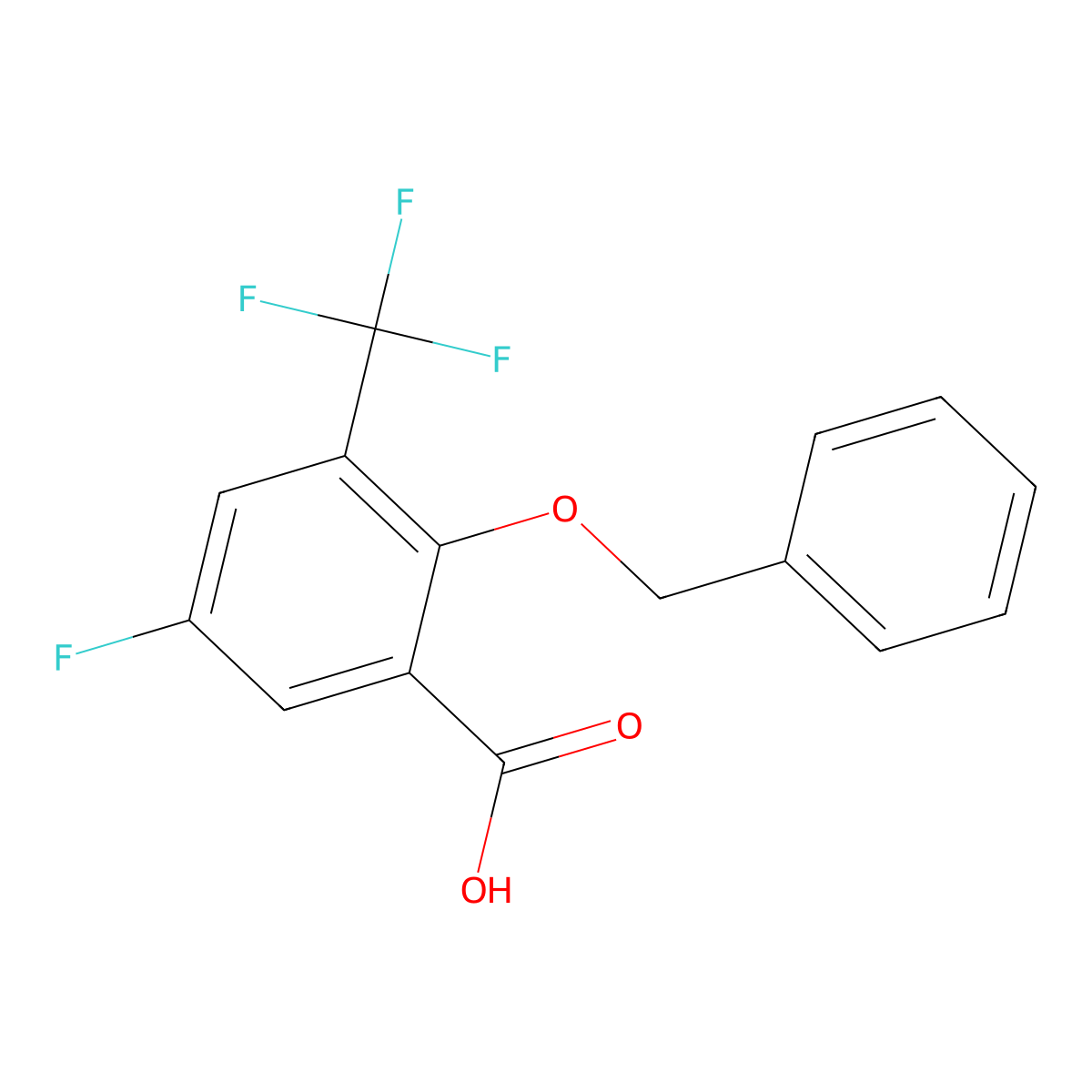 2-(Benzyloxy)-5-fluoro-3-(trifluoromethyl)benzoic acid molecular structure, CAS 2901096-17-9