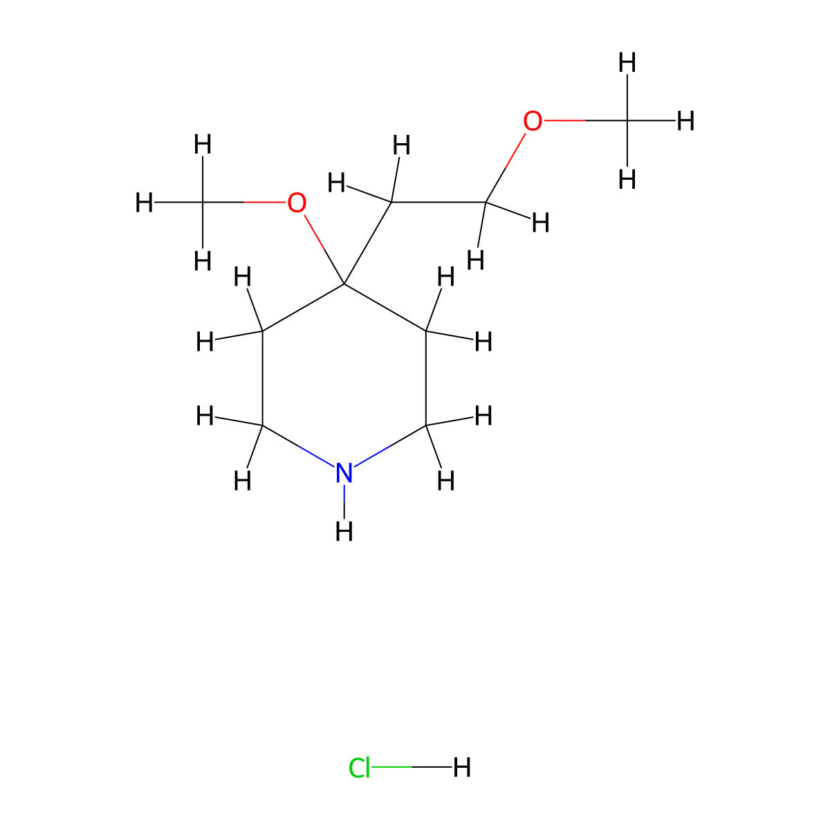 4-Methoxy-4-(2-methoxyethyl)piperidine hydrochloride molecular structure, CAS 2901096-23-7