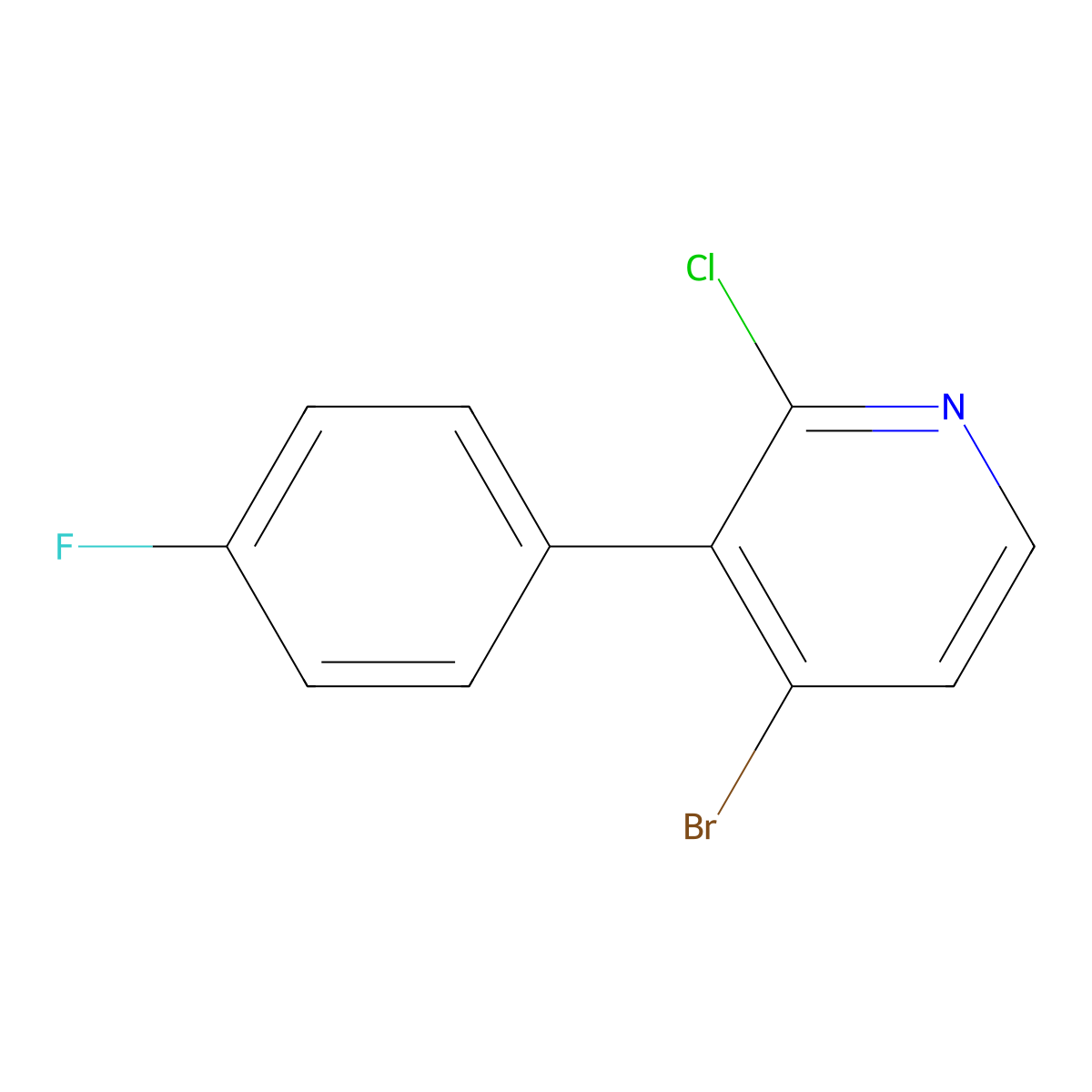 4-Bromo-2-chloro-3-(4-fluorophenyl)pyridine molecular structure, CAS 2901096-28-2