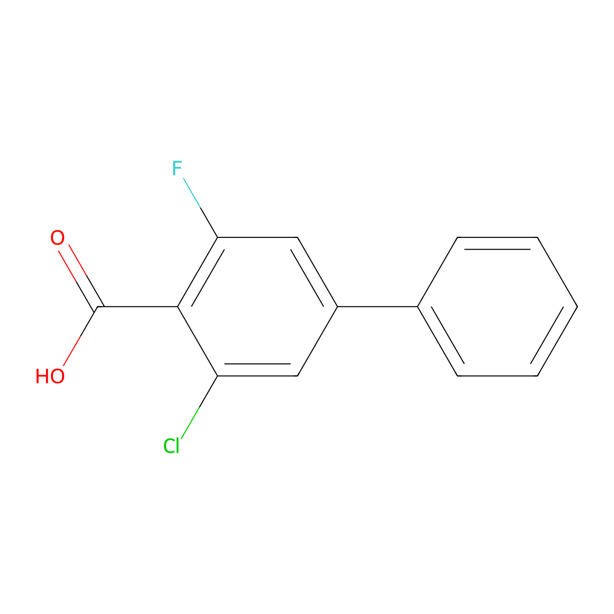 3-Chloro-5-fluoro-[1,1'-biphenyl]-4-carboxylic acid molecular structure, CAS 2901096-38-4