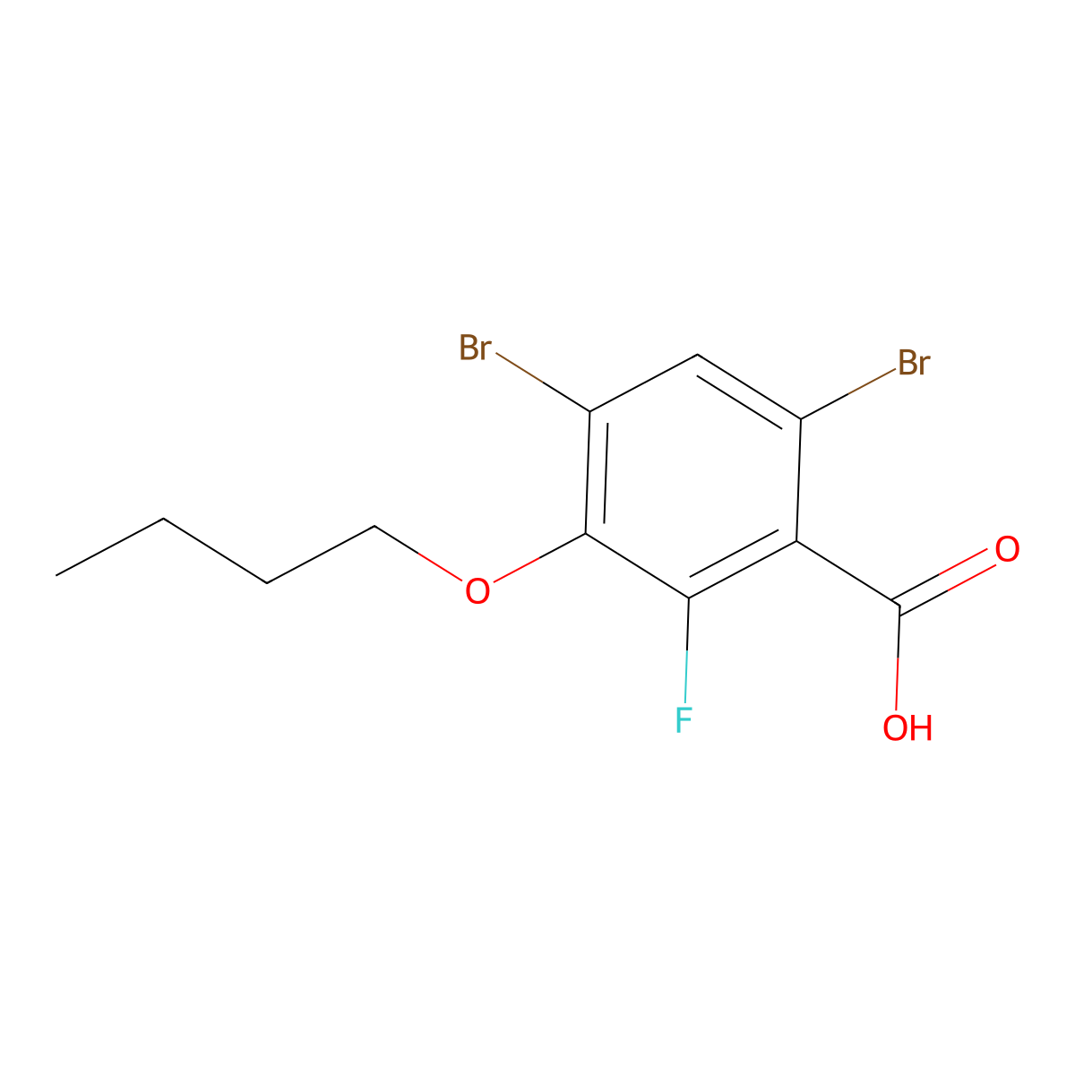 4,6-Dibromo-3-butoxy-2-fluorobenzoic acid molecular structure, CAS 2901096-45-3