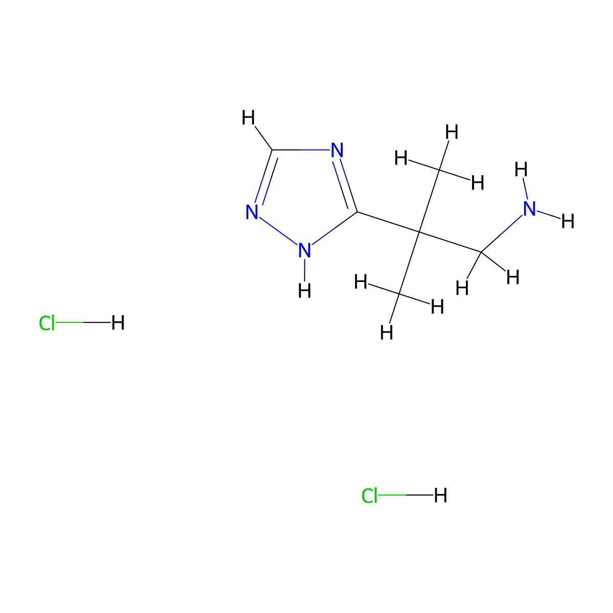 2-methyl-2-(1H-1,2,4-triazol-3-yl)propan-1-amine dihydrochloride molecular structure, CAS 2901096-48-6