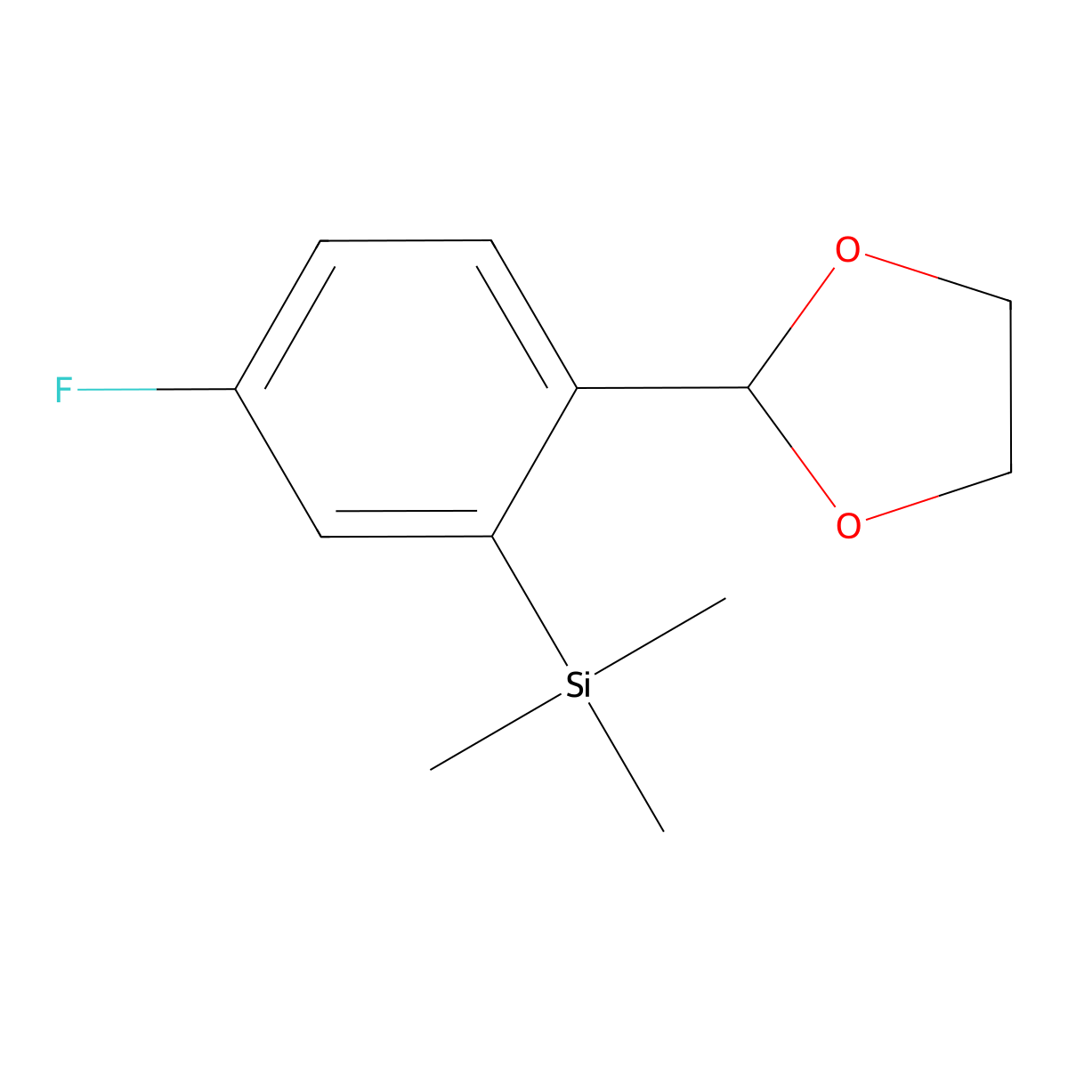 (2-(1,3-Dioxolan-2-yl)-5-fluorophenyl)trimethylsilane molecular structure, CAS 2901096-50-0