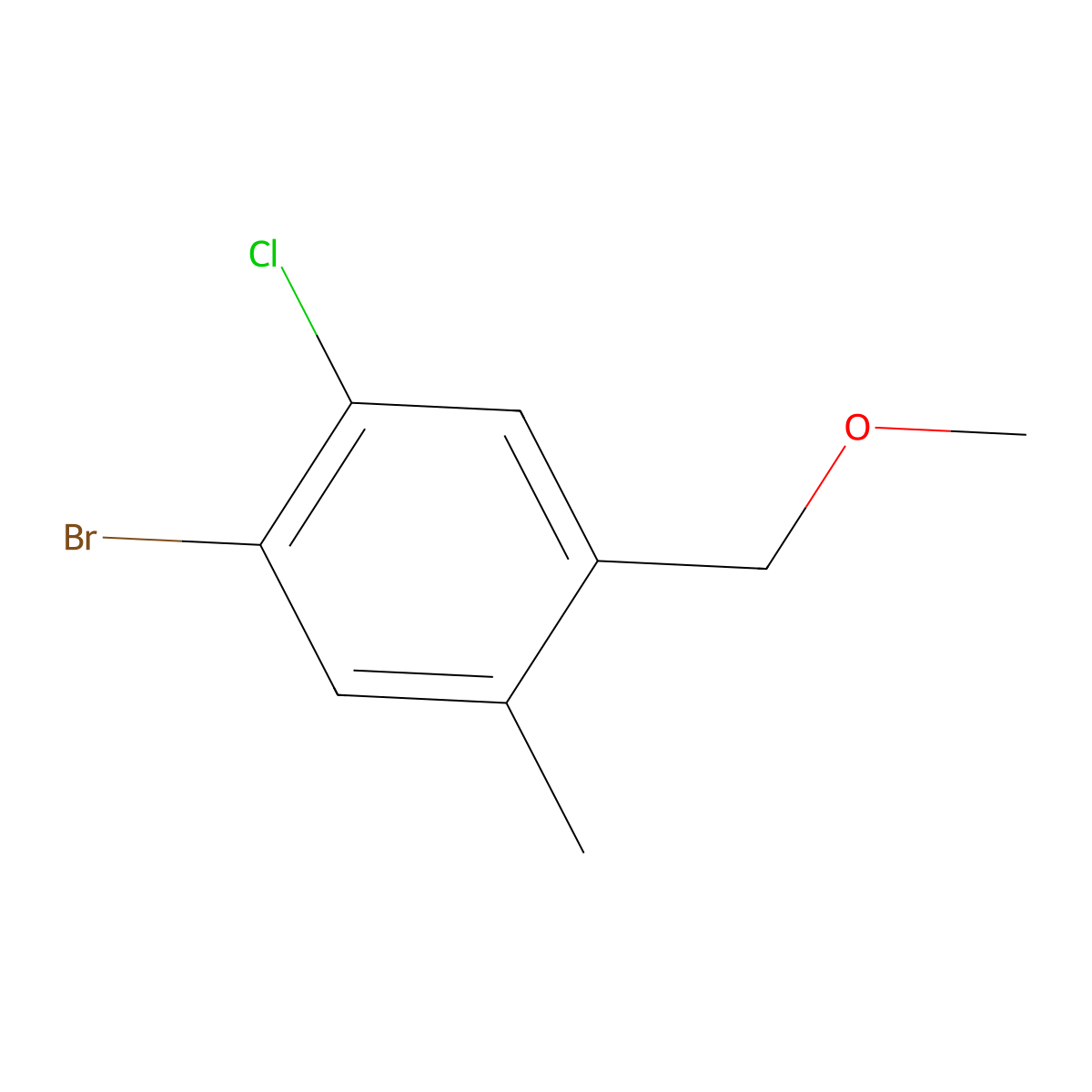 1-Bromo-2-chloro-4-(methoxymethyl)-5-methylbenZene molecular structure, CAS 2901096-54-4