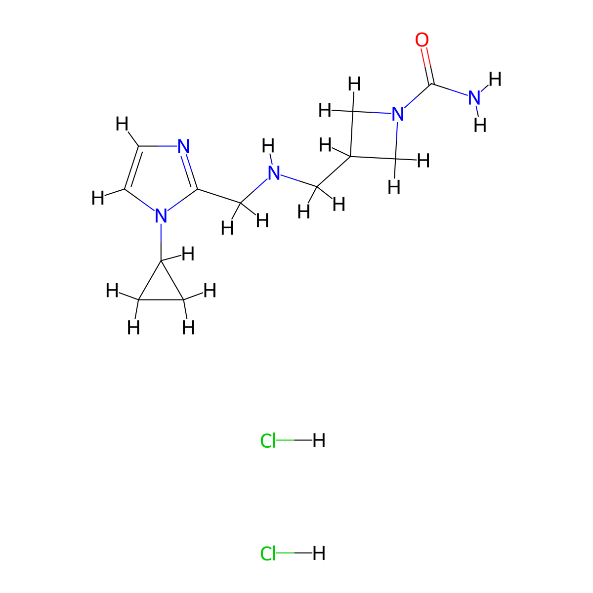 3-({[(1-cyclopropyl-1H-imidazol-2-yl)methyl]amino}methyl)azetidine-1-carboxamide dihydrochloride molecular structure, CAS 2901096-59-9