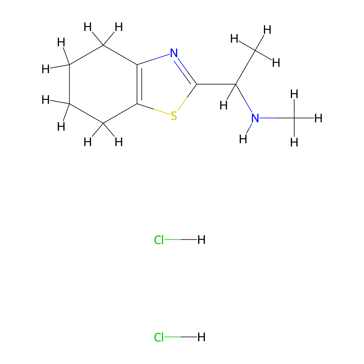 Methyl[1-(4,5,6,7-tetrahydro-1,3-benzothiazol-2-yl)ethyl]amine dihydrochloride molecular structure, CAS 2901096-70-4