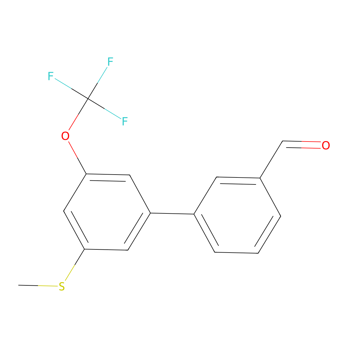 3'-(Methylthio)-5'-(trifluoromethoxy)-[1,1'-biphenyl]-3-carbaldehyde molecular structure, CAS 2901096-73-7