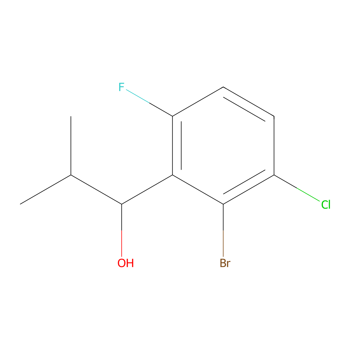 1-(2-Bromo-3-chloro-6-fluorophenyl)-2-methylpropan-1-ol molecular structure, CAS 2901096-82-8