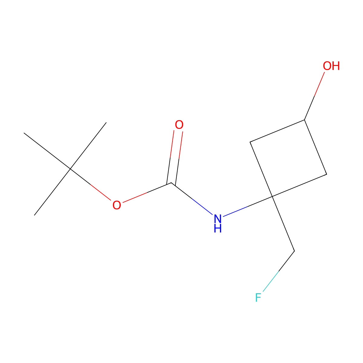 tert-butyl N-[1-(fluoromethyl)-3-hydroxycyclobutyl]carbamate molecular structure, CAS 2901096-89-5