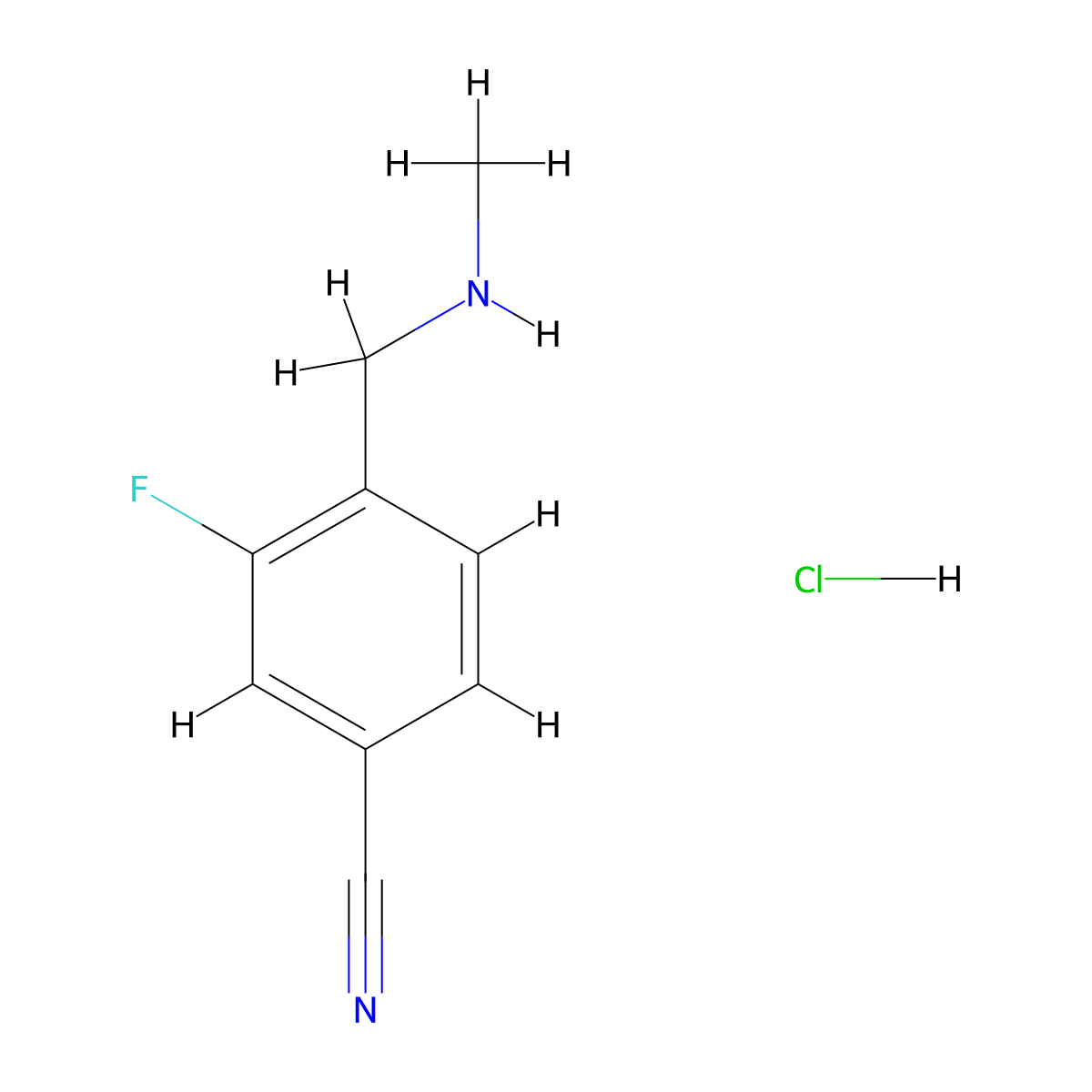 3-Fluoro-4-[(methylamino)methyl]benzonitrile hydrochloride molecular structure, CAS 2901096-94-2