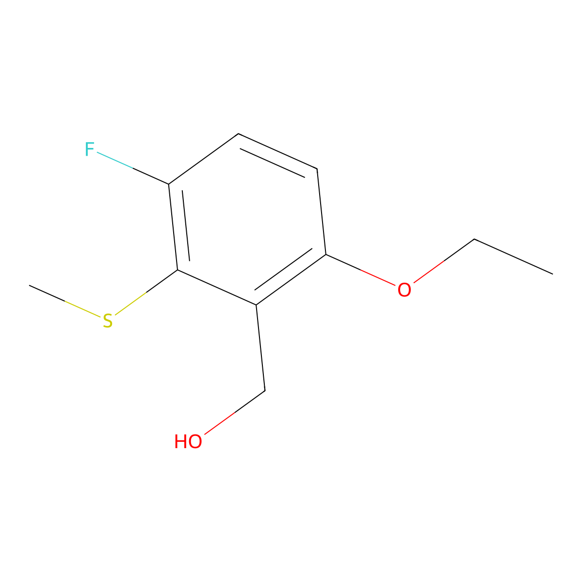 (6-Ethoxy-3-fluoro-2-(methylthio)phenyl)methanol molecular structure, CAS 2901096-95-3