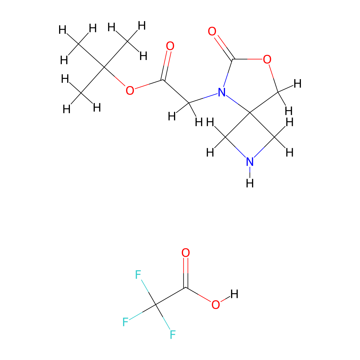 Tert-butyl 2-{6-oxo-7-oxa-2,5-diazaspiro[3.4]octan-5-yl}acetate, trifluoroacetic acid molecular structure, CAS 2901097-01-4