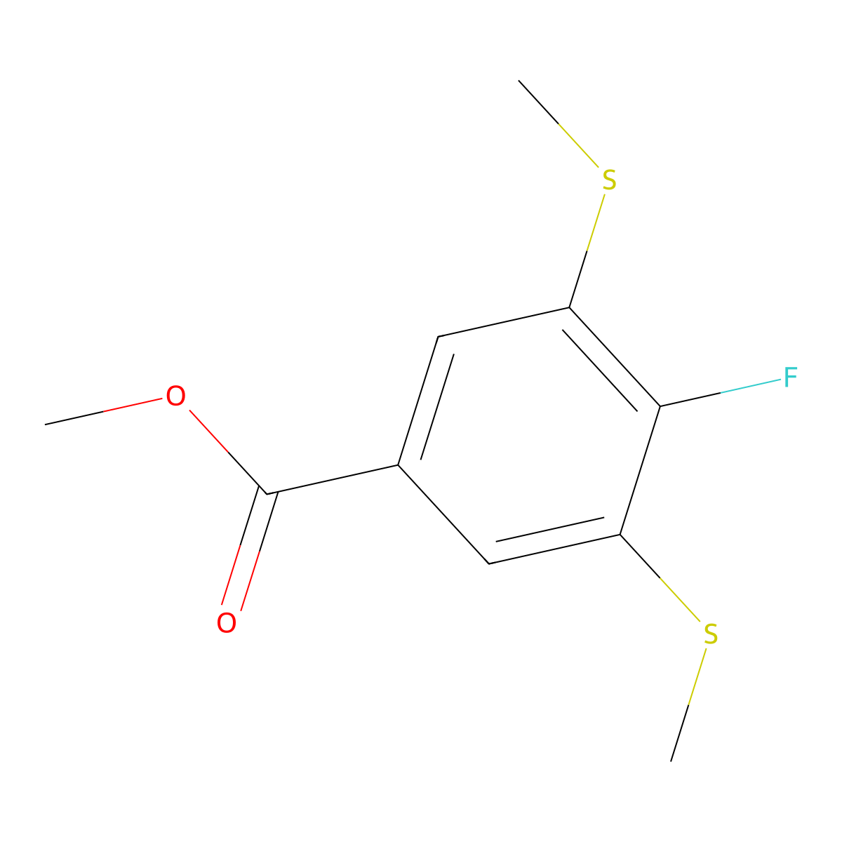 Methyl 4-fluoro-3,5-bis(methylthio)benzoate molecular structure, CAS 2901097-02-5
