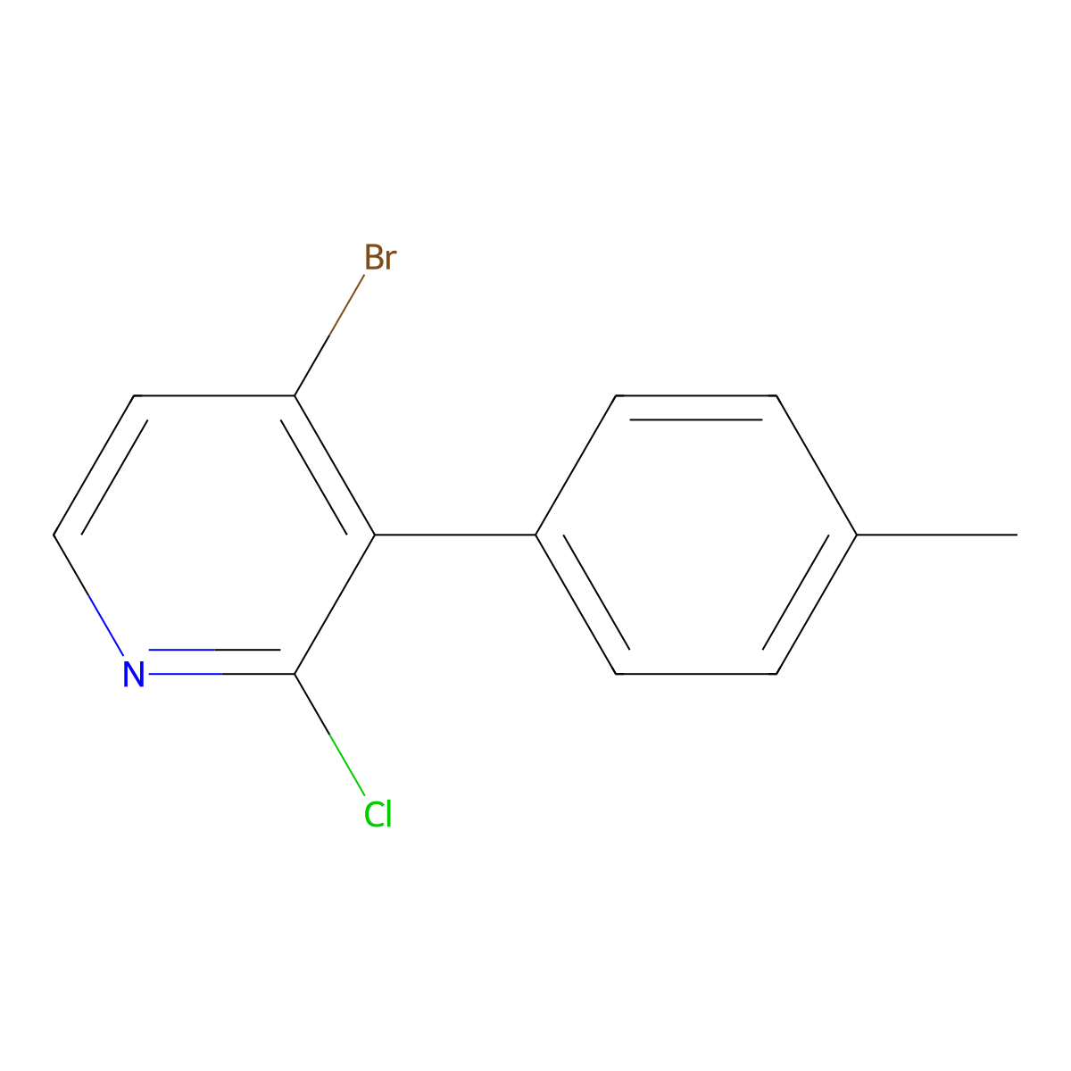 4-Bromo-2-chloro-3-(p-tolyl)pyridine molecular structure, CAS 2901097-09-2