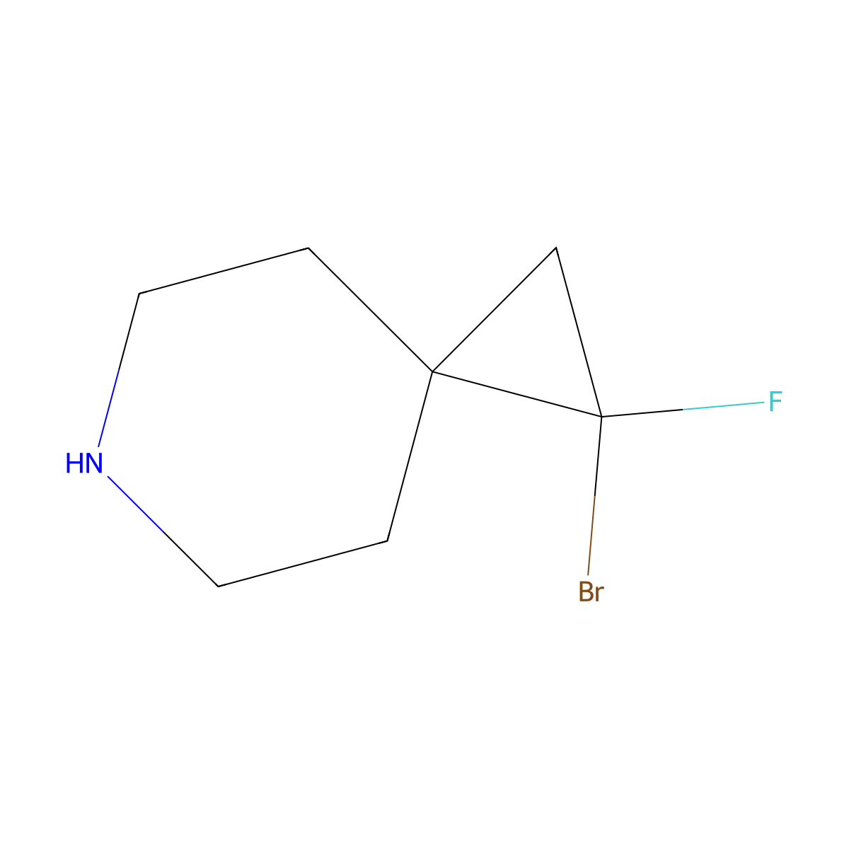 1-Bromo-1-fluoro-6-azaspiro[2.5]octane molecular structure, CAS 2901097-10-5
