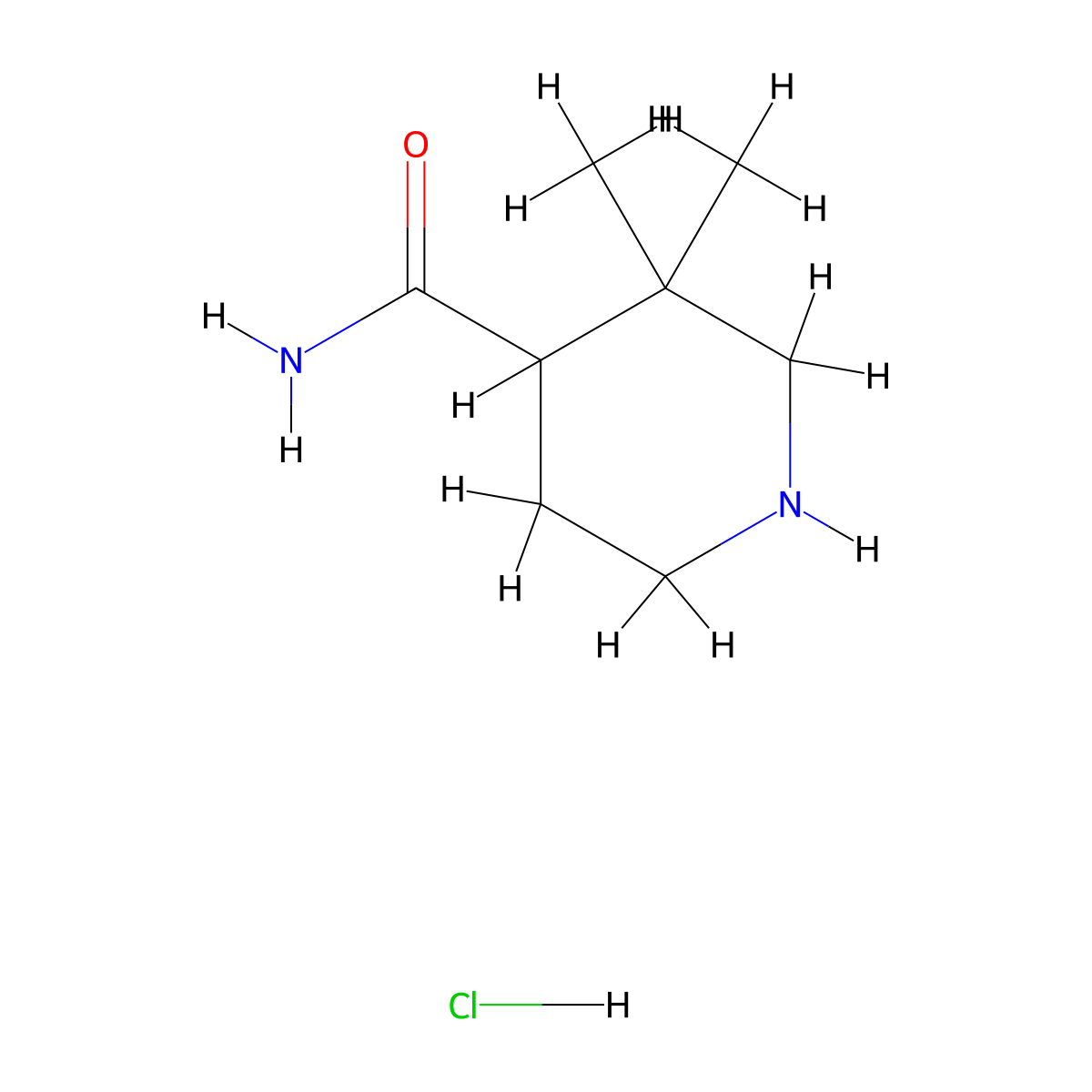 3,3-Dimethylpiperidine-4-carboxamide hydrochloride molecular structure, CAS 2901097-13-8