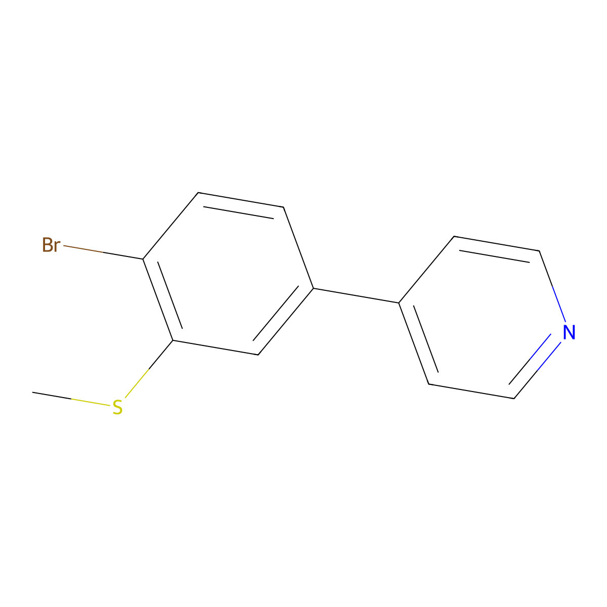 4-(4-Bromo-3-(methylthio)phenyl)pyridine molecular structure, CAS 2901097-26-3