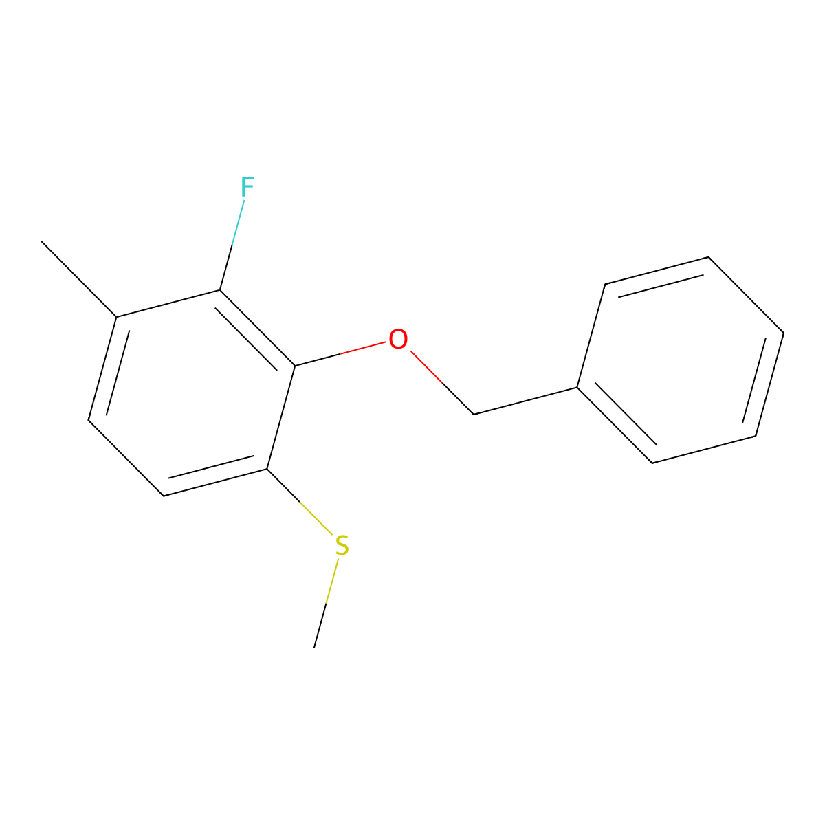 (2-(Benzyloxy)-3-fluoro-4-methylphenyl)(methyl)sulfane molecular structure, CAS 2901098-15-3
