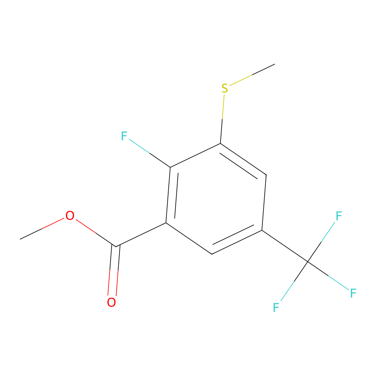 Methyl 2-fluoro-3-(methylthio)-5-(trifluoromethyl)benzoate molecular structure, CAS 2901098-28-8