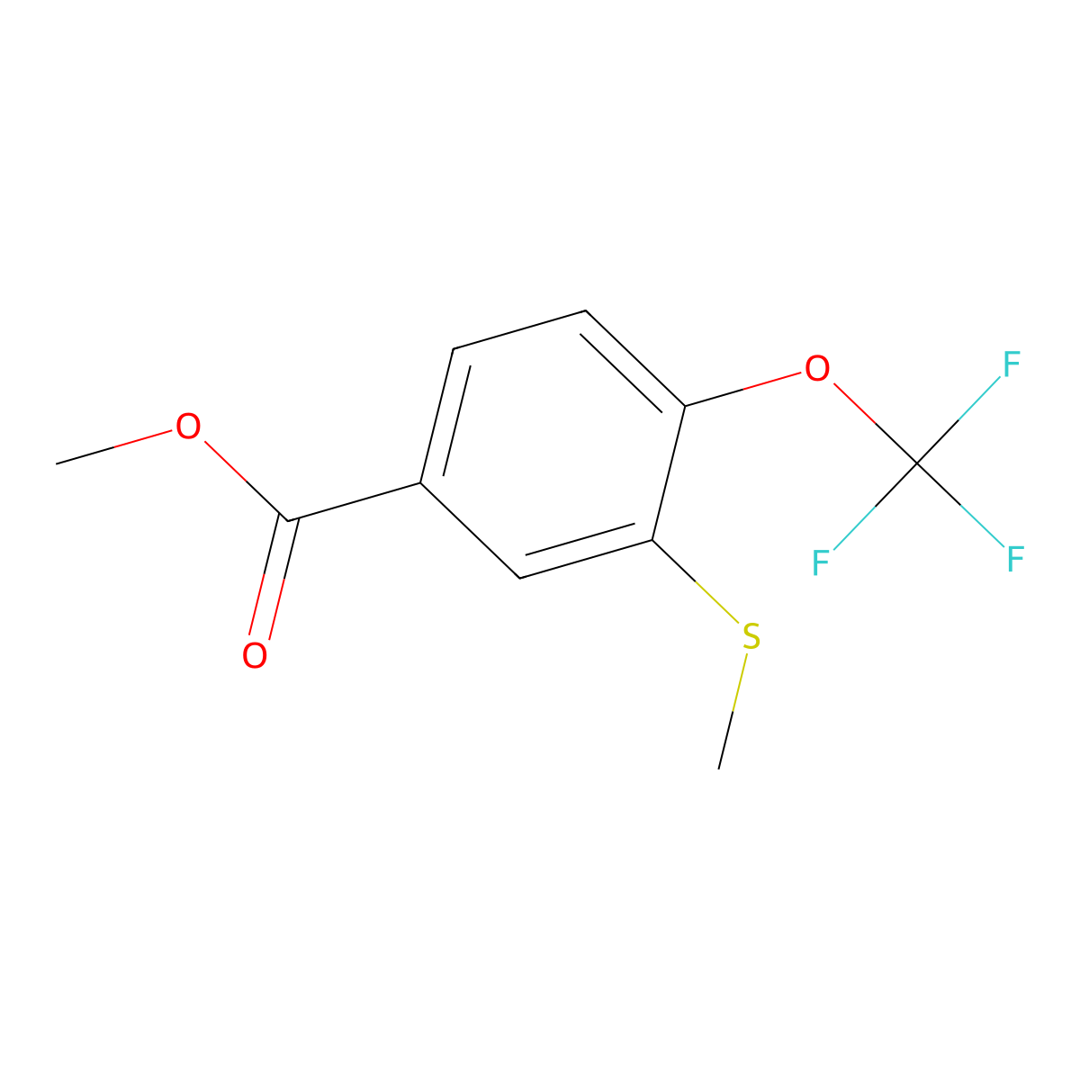 Methyl 3-(methylthio)-4-(trifluoromethoxy)benzoate molecular structure, CAS 2901098-29-9