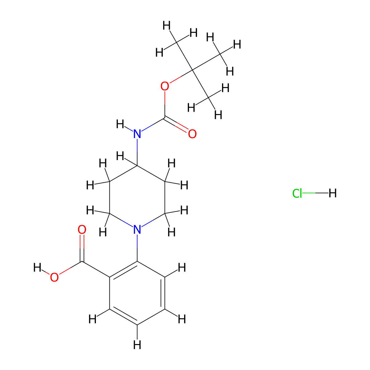 2-(4-{[(Tert-butoxy)carbonyl]amino}piperidin-1-yl)benzoic acid hydrochloride molecular structure, CAS 2901098-33-5