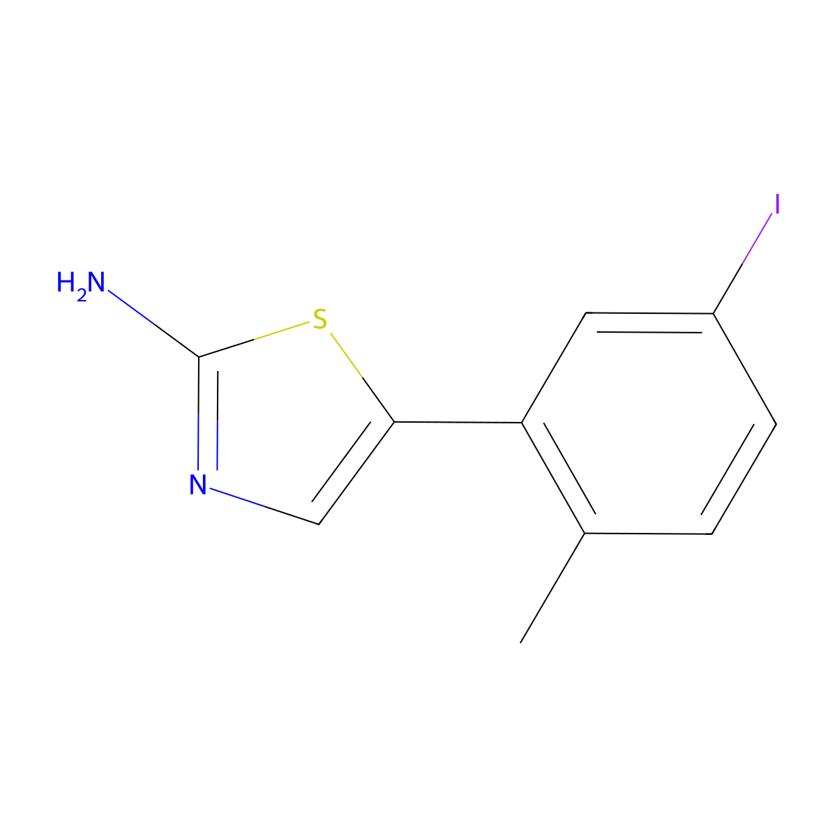 5-(5-Iodo-2-methylphenyl)thiazol-2-amine molecular structure, CAS 2901098-39-1