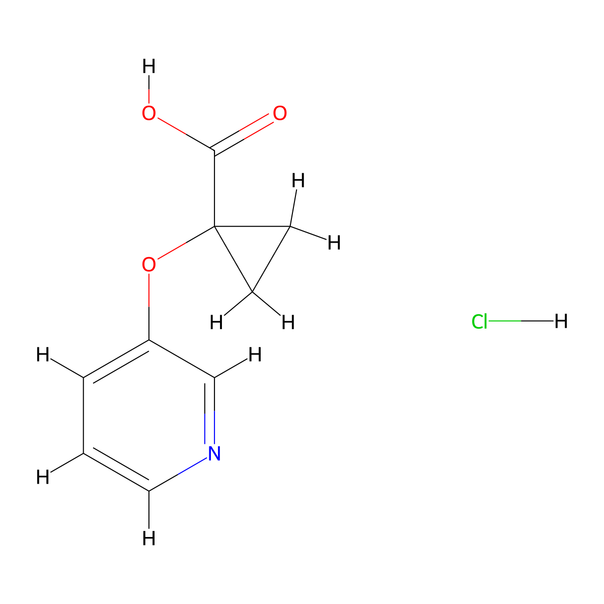 1-(Pyridin-3-yloxy)cyclopropane-1-carboxylic acid hydrochloride molecular structure, CAS 2901098-47-1