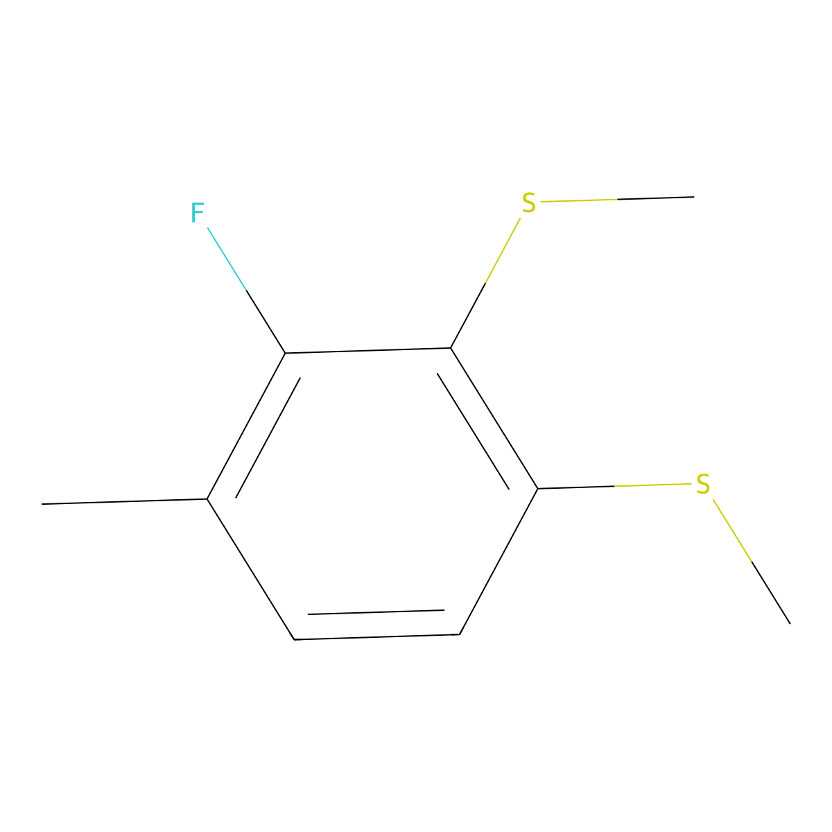 (3-Fluoro-4-methyl-1,2-phenylene)bis(methylsulfane) molecular structure, CAS 2901098-55-1