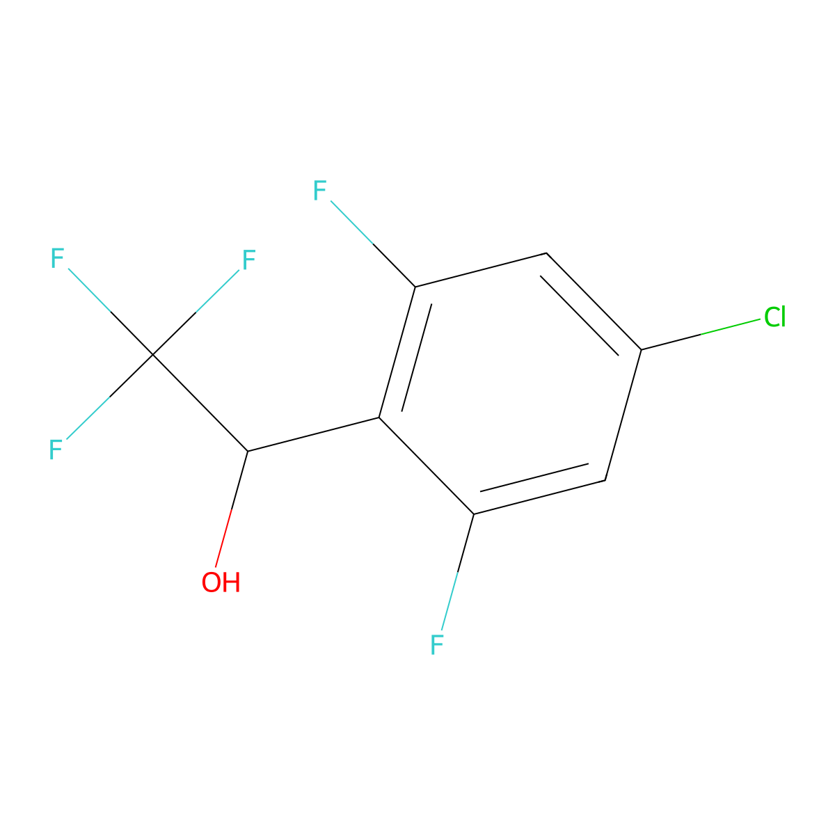 1-(4-Chloro-2,6-difluorophenyl)-2,2,2-trifluoroethanol molecular structure, CAS 2901098-58-4