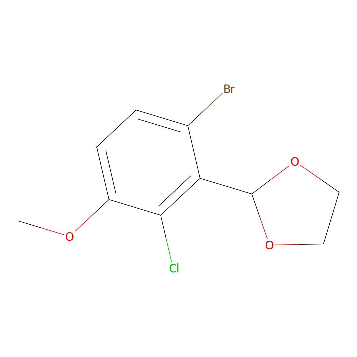 2-(6-Bromo-2-chloro-3-methoxyphenyl)-1,3-dioxolane molecular structure, CAS 2901098-59-5