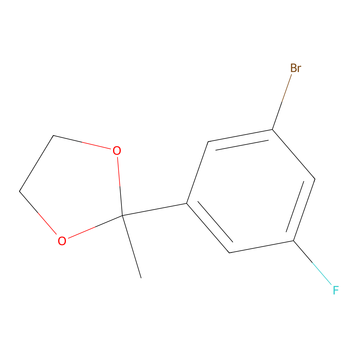 2-(3-Bromo-5-fluorophenyl)-2-methyl-1,3-dioxolane molecular structure, CAS 2901098-61-9