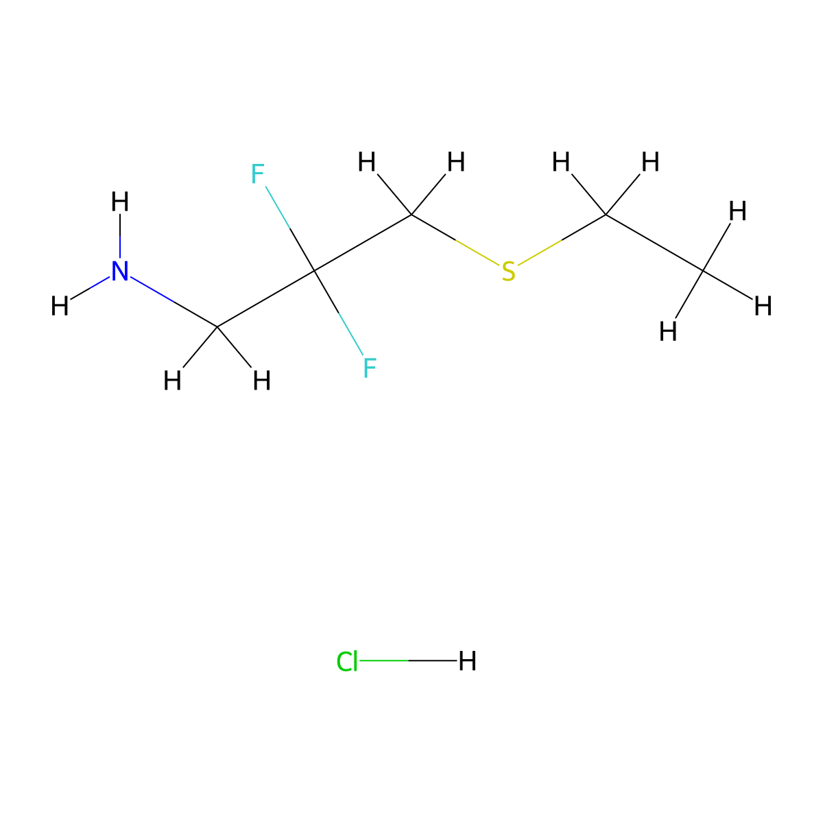 3-(Ethylsulfanyl)-2,2-difluoropropan-1-amine hydrochloride molecular structure, CAS 2901098-64-2