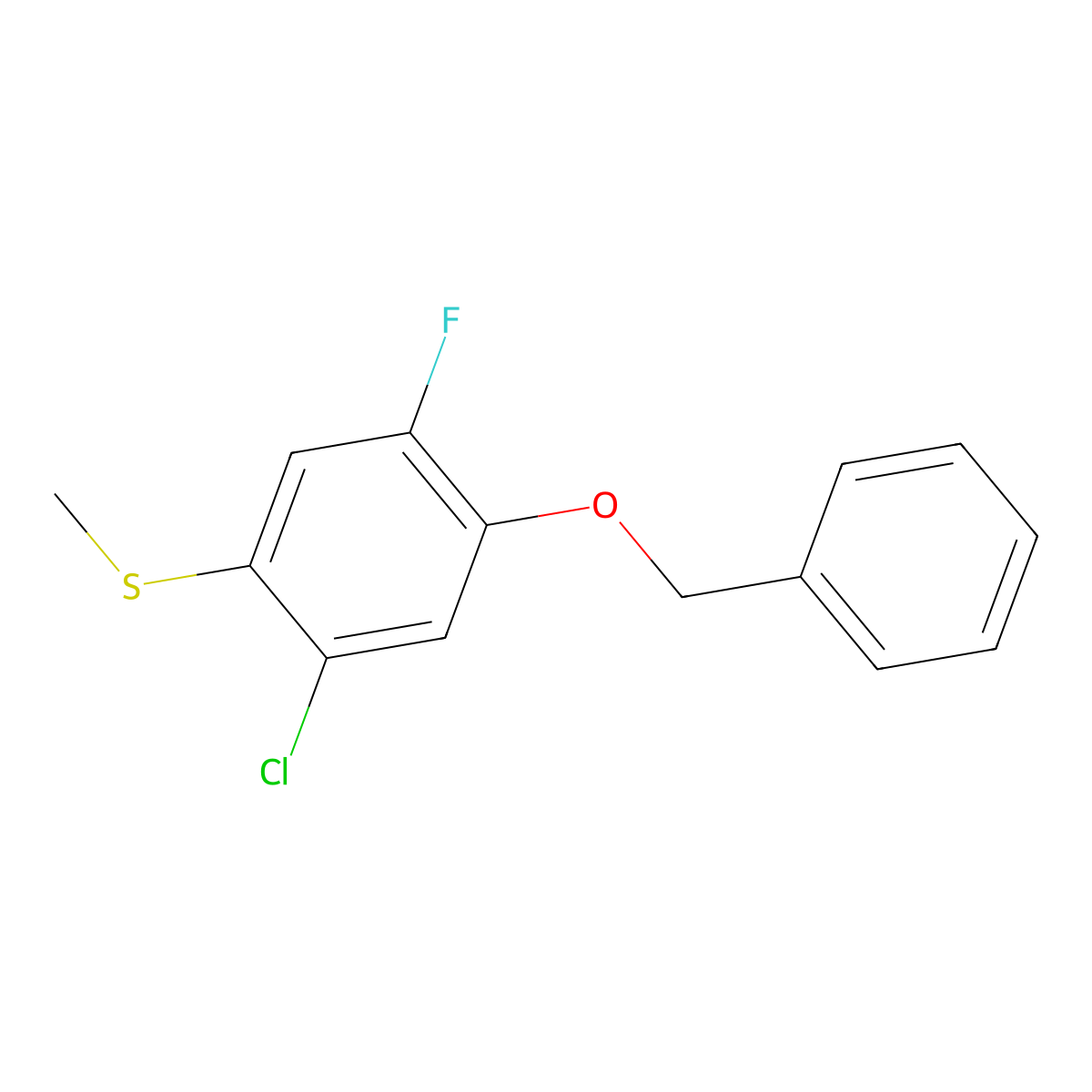 (4-(BenZyloxy)-2-chloro-5-fluorophenyl)(methyl)sulfane molecular structure, CAS 2901098-65-3