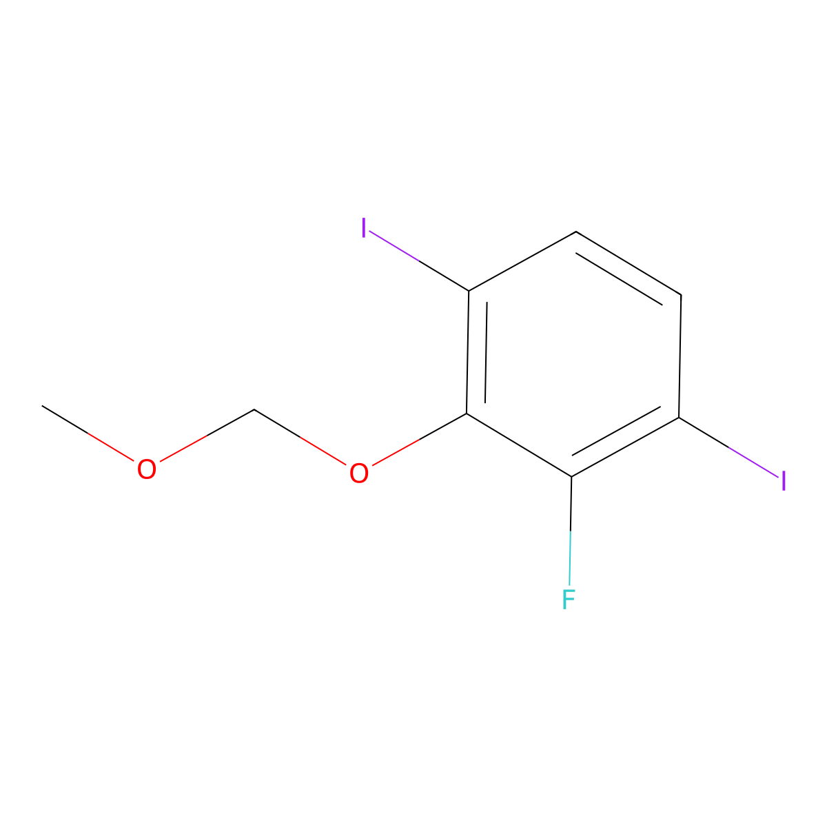 2-Fluoro-1,4-diiodo-3-(methoxymethoxy)benzene molecular structure, CAS 2901098-68-6