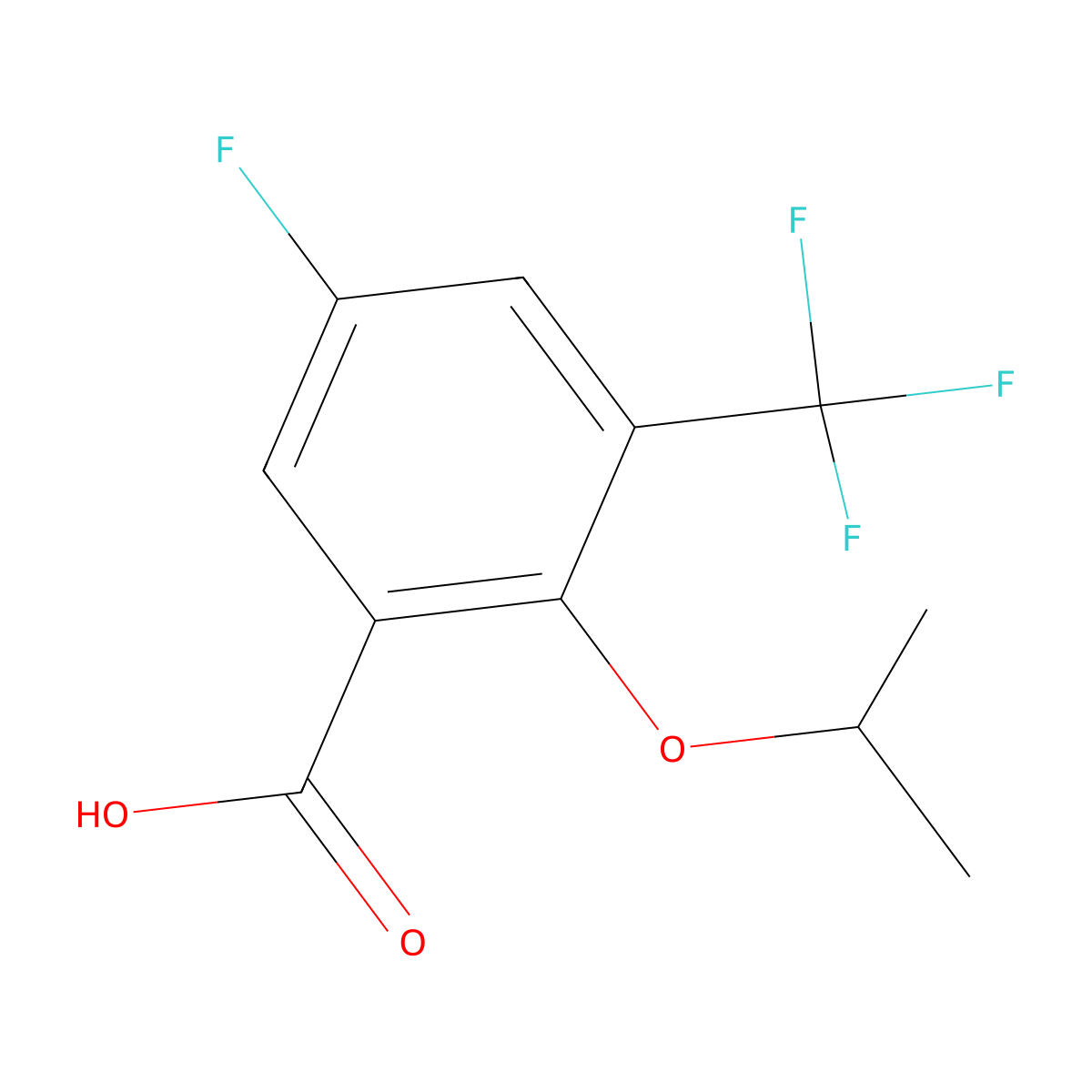 5-Fluoro-2-isopropoxy-3-(trifluoromethyl)benzoic acid molecular structure, CAS 2901098-76-6