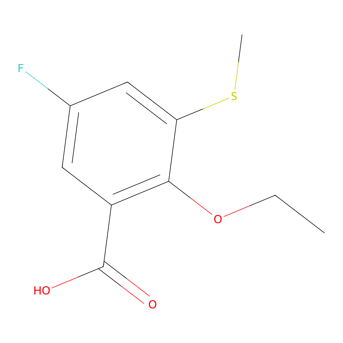 2-Ethoxy-5-fluoro-3-(methylthio)benZoic acid molecular structure, CAS 2901098-80-2