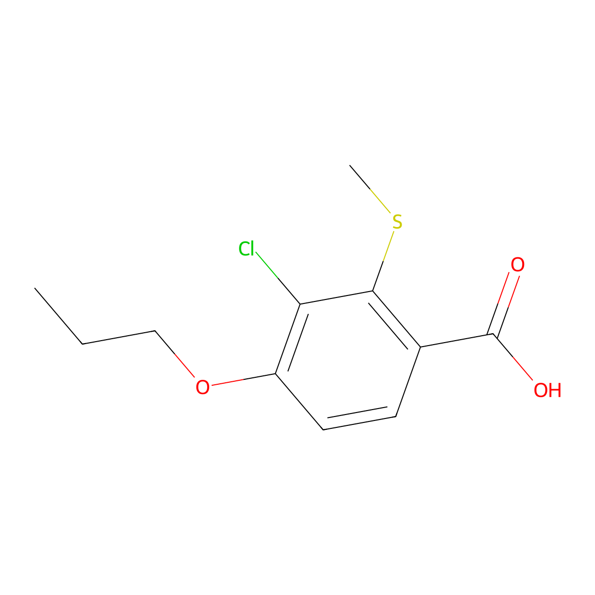 3-Chloro-2-(methylthio)-4-propoxybenzoic acid molecular structure, CAS 2901098-95-9