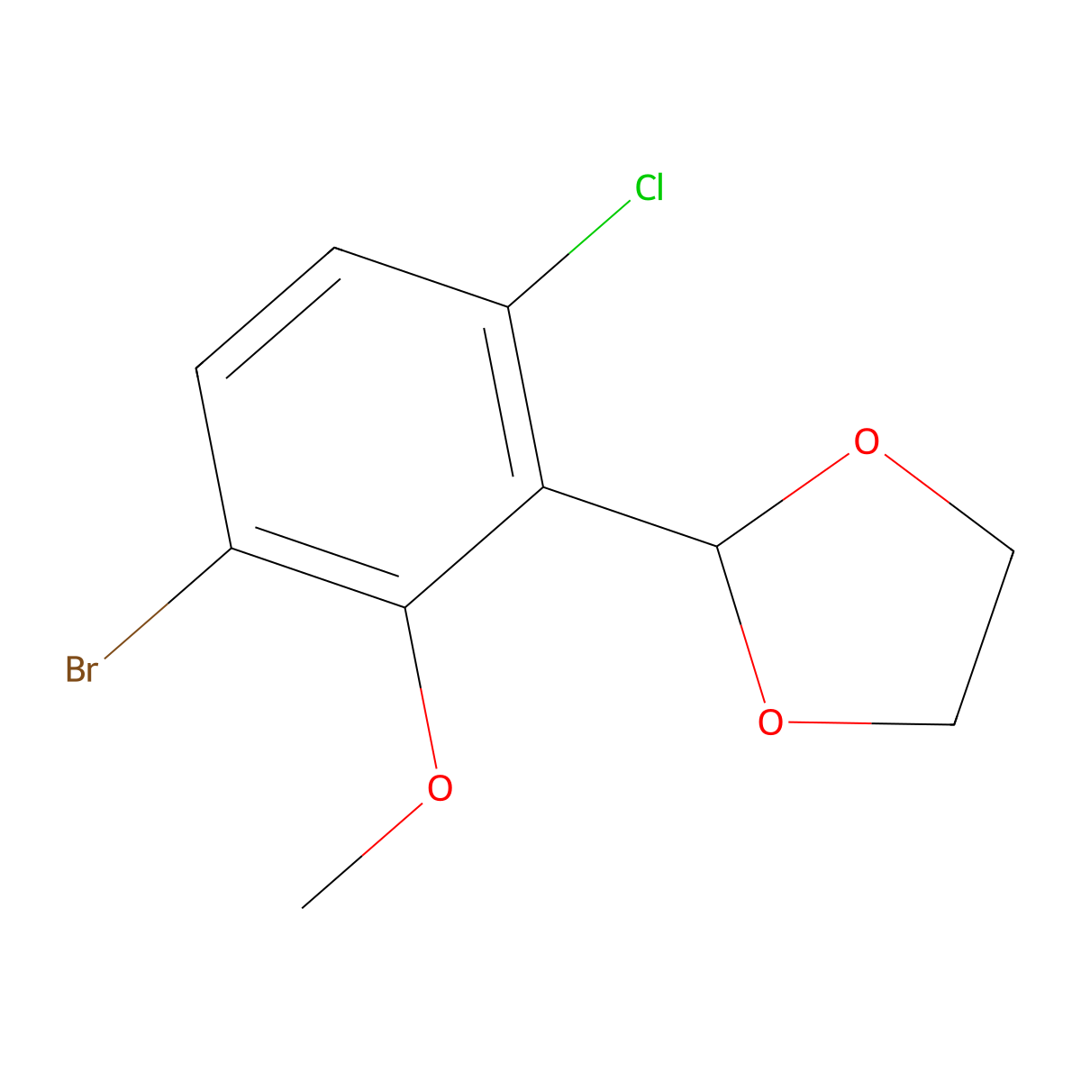 2-(3-Bromo-6-chloro-2-methoxyphenyl)-1,3-dioxolane molecular structure, CAS 2901099-01-0