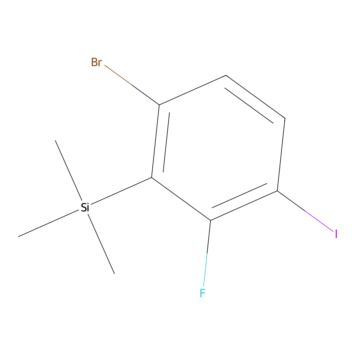 (6-Bromo-2-fluoro-3-iodophenyl)trimethylsilane molecular structure, CAS 2901099-09-8