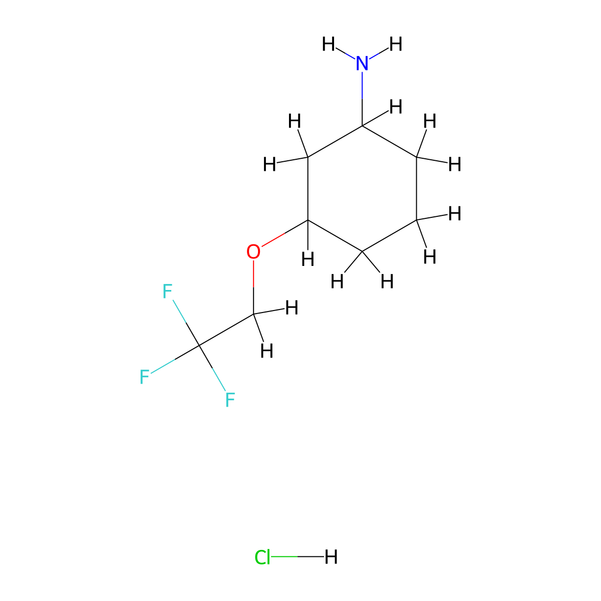 3-(2,2,2-Trifluoroethoxy)cyclohexan-1-amine hydrochloride molecular structure, CAS 2901099-15-6