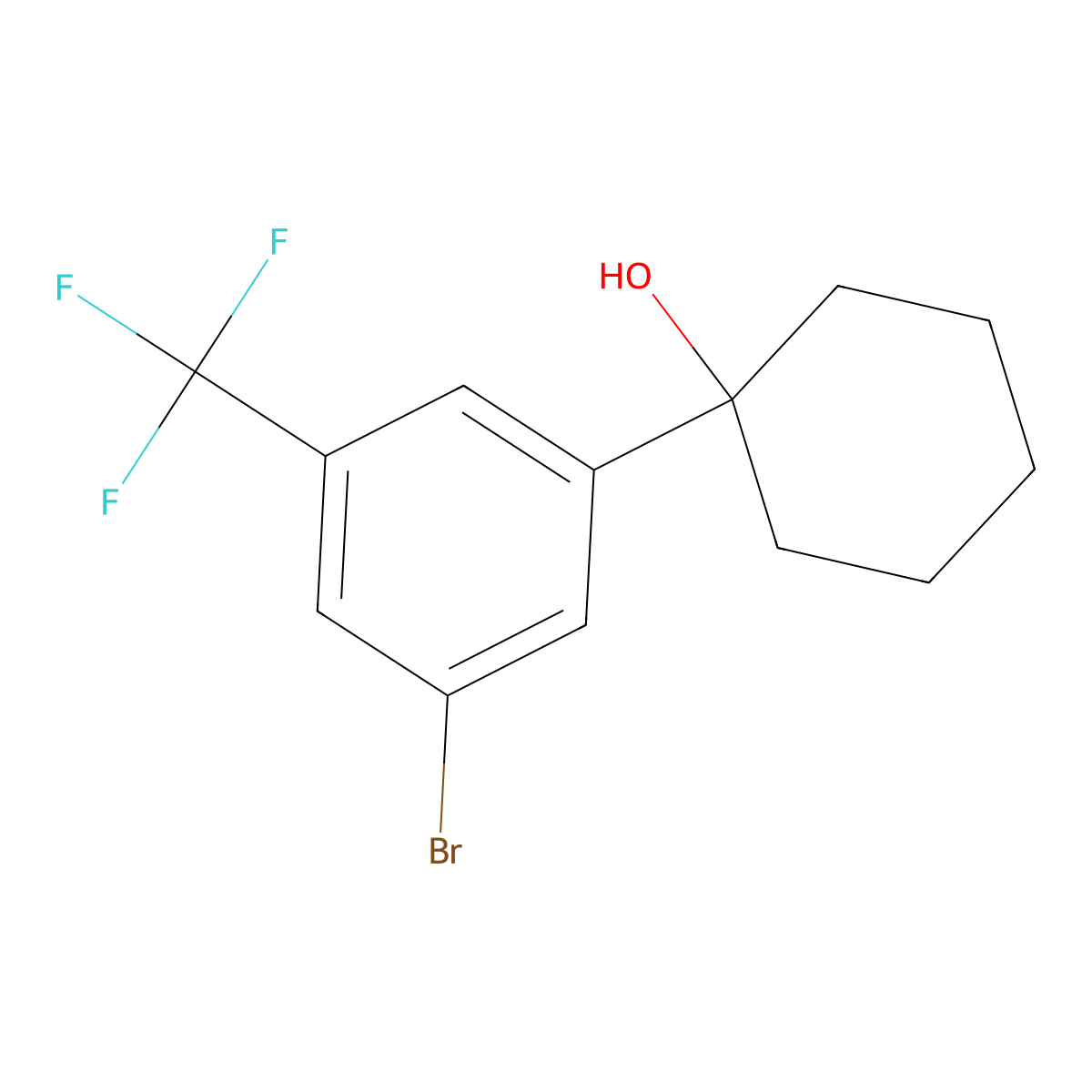 1-(3-Bromo-5-(trifluoromethyl)phenyl)cyclohexan-1-ol molecular structure, CAS 2901099-18-9