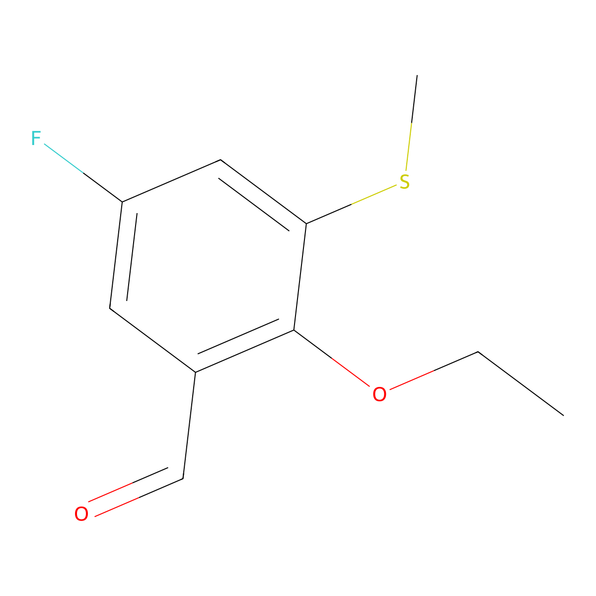 2-Ethoxy-5-fluoro-3-(methylthio)benZaldehyde molecular structure, CAS 2901099-21-4