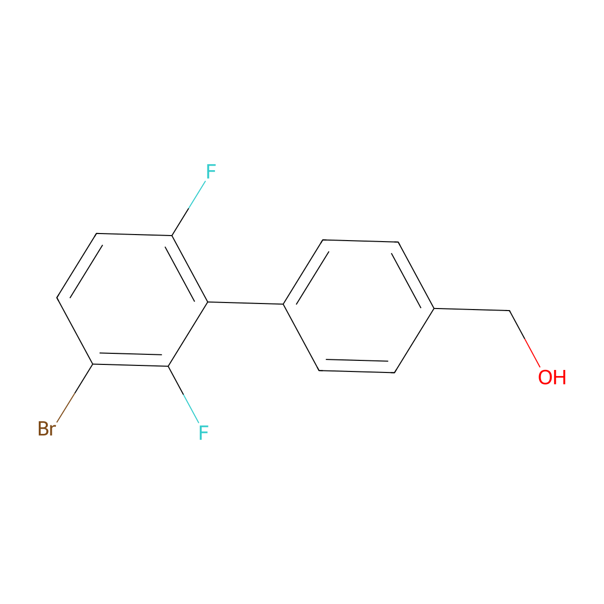 (3'-Bromo-2',6'-difluoro-[1,1'-biphenyl]-4-yl)methanol molecular structure, CAS 2901099-27-0